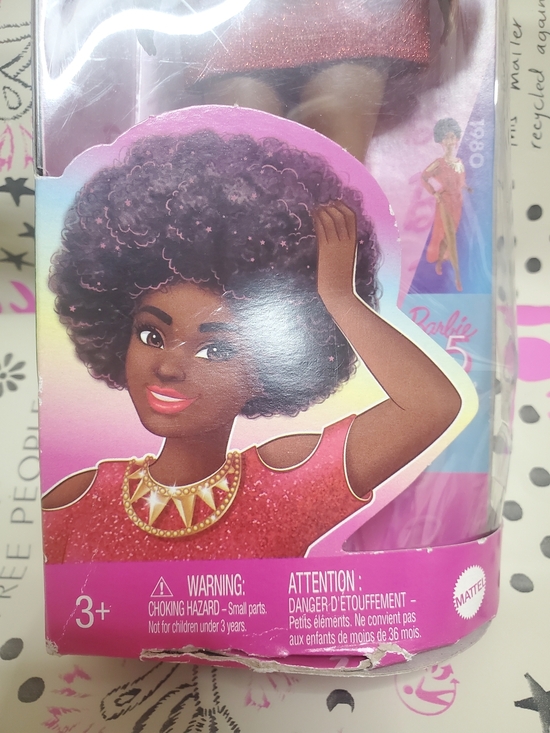 Barbie Other - Barbie Afro Doll with Pink Glitter Outfit